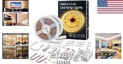 Warm White 65.6ft LED Strip Lights Dimmable with Convenient RF Remote Control