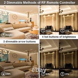 Warm White 65.6ft LED Strip Lights Dimmable with Convenient RF Remote Control