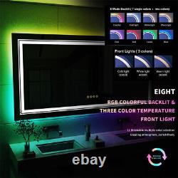 XXXL Defog Bathroom LED Vanity Mirror 7 RGB Color Changing Horizontal/Vertical